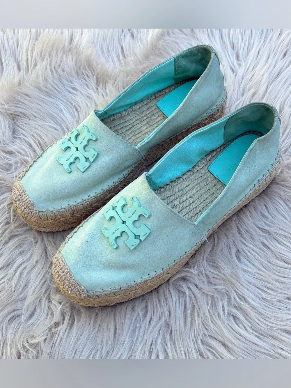 Tory Burch Inez Platform Teal Espadrilles Sz 10